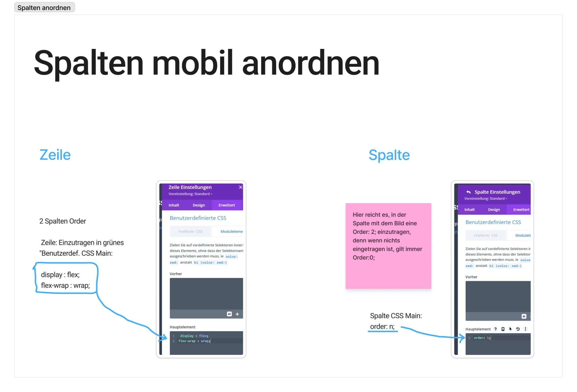 Spalten in divi mobil anordnen